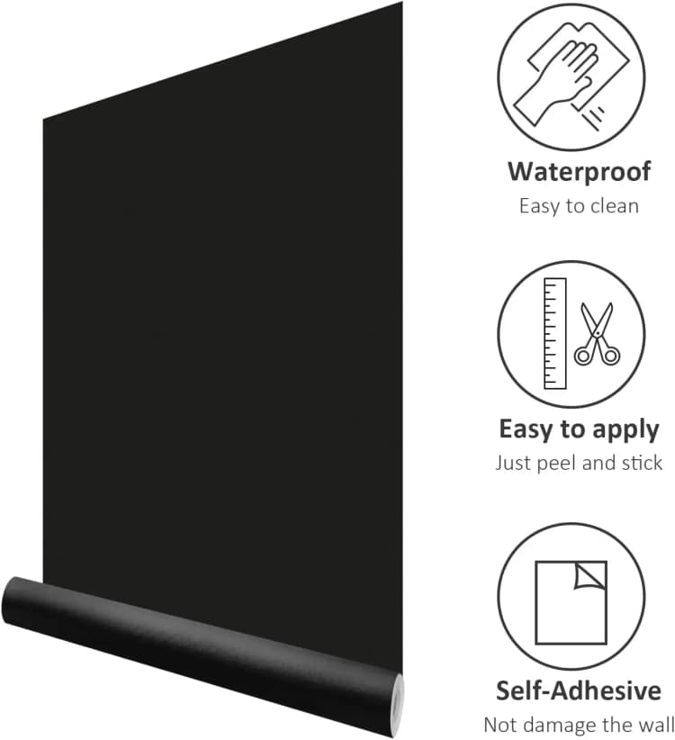 COWINLIFE 3D Matte Black Wall Paper House Decoration Interior 3d Wall Sticker Floor Tiles Cabinet Wallpaper Waterproof Bedroom Decor detail 6