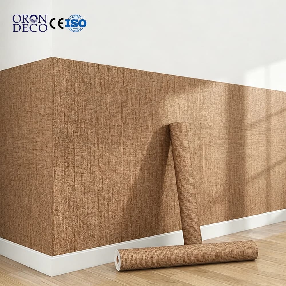 COWINLIFE Brown Fabric Linen Cabinet Wallpaper Waterproof Home Decor Luxury 3d Wall Stickers Furniture Self Adhesive Wallpaper Rolls