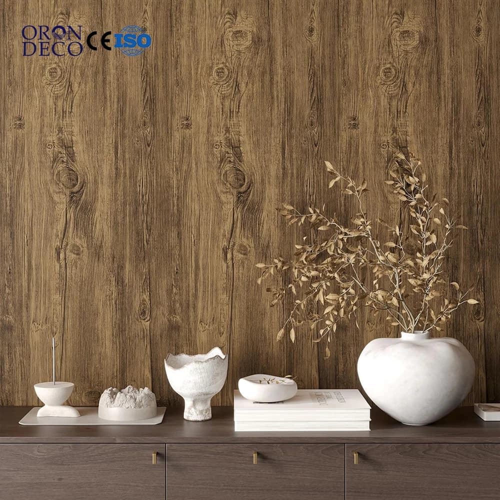 COWINLIFE 3D Wood Wallpaper Wood Vinyl GrainTextured Pvc Self Adhesive Wallpaper Rolls for Home Decor Bathroom Wallpaper Waterproof