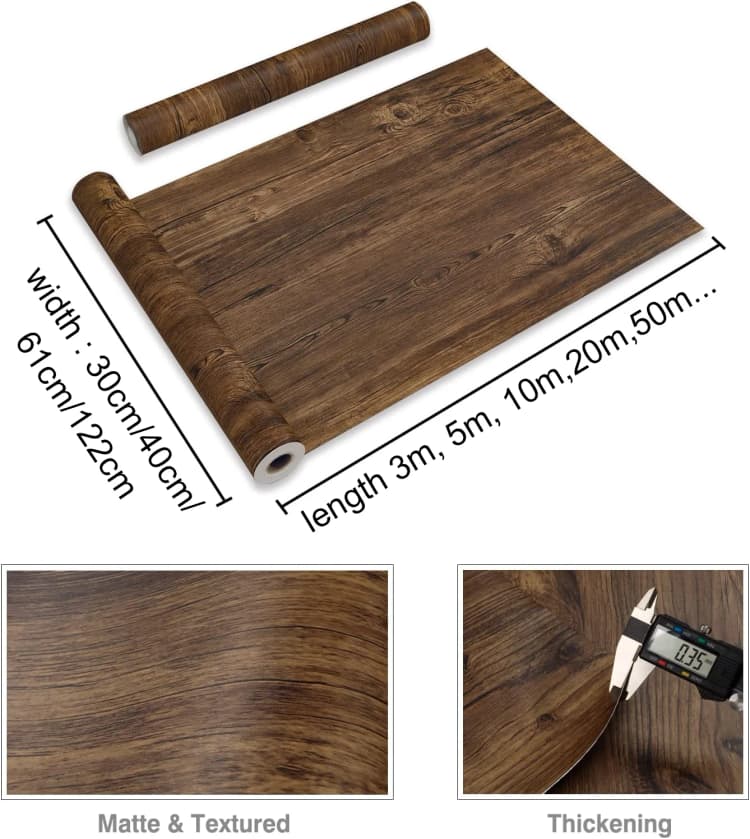 COWINLIFE 3D Wood Wallpaper Wood Vinyl GrainTextured Pvc Self Adhesive Wallpaper Rolls for Home Decor Bathroom Wallpaper Waterproof detail 5