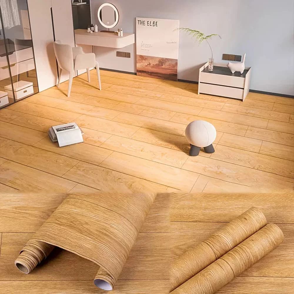 Hot Sale 3D Wood Grain Peel & Stick Flooring PVC Wood Vinyl Flooring Self Adhesive Wallpaper Rolls Floor Tiles for Home Decor