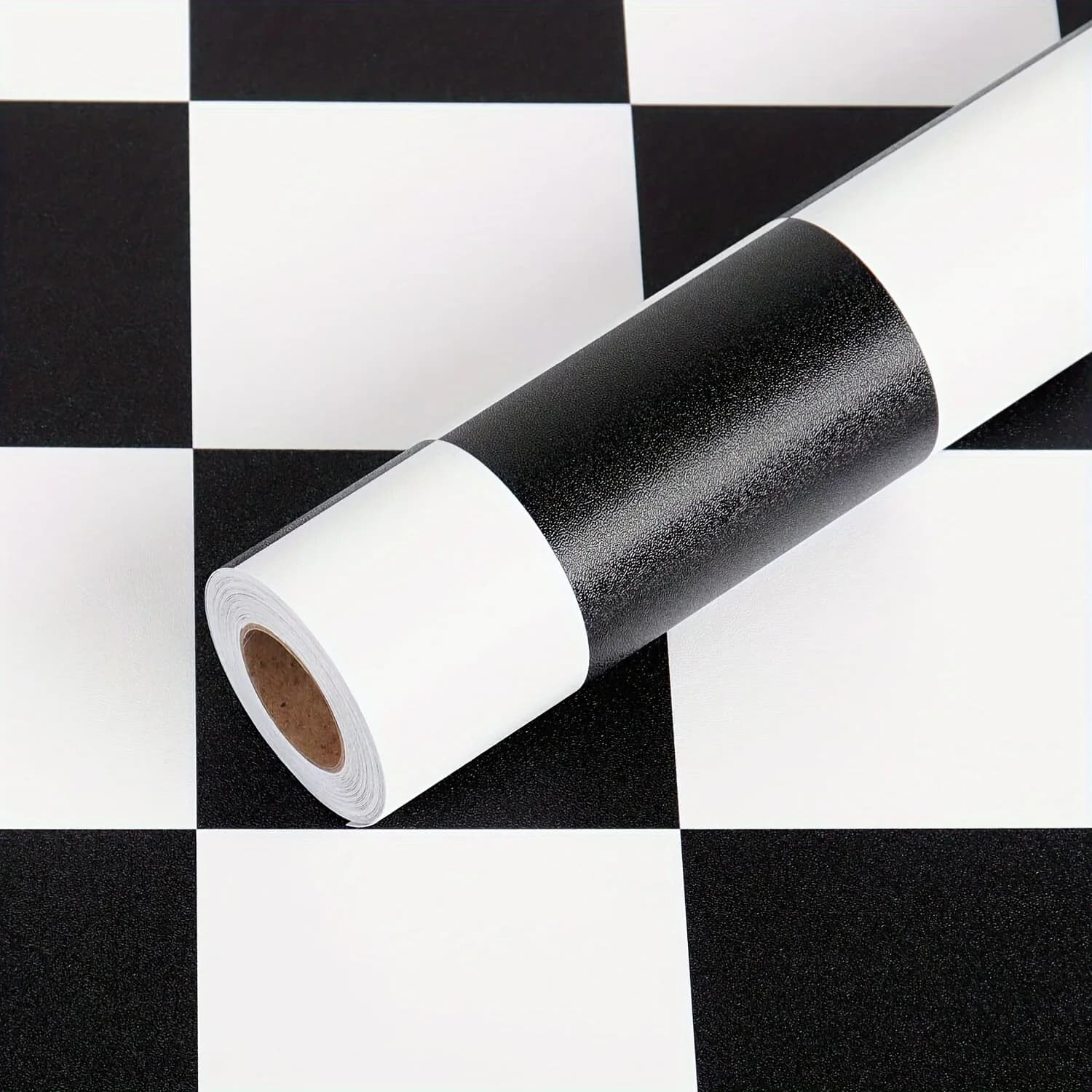 COWINLIFE Classic Black White Checker Peel and Stick Tile PVC Self Adhesive Wallpaper Roll Decorative Film for Home Living Room Decor