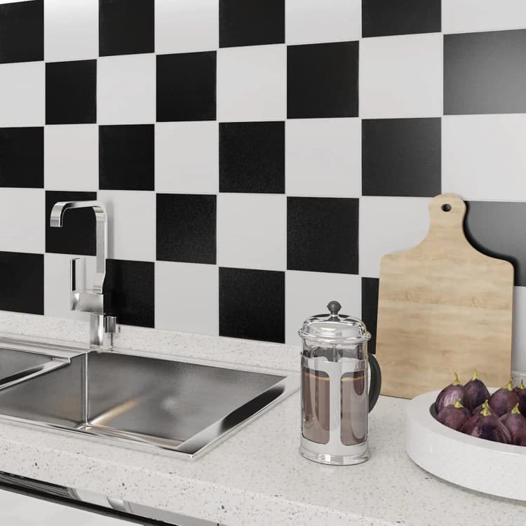 COWINLIFE Classic Black White Checker Peel and Stick Tile PVC Self Adhesive Wallpaper Roll Decorative Film for Home Living Room Decor detail 2