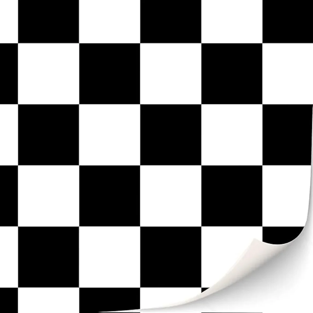 COWINLIFE Classic Black White Checker Peel and Stick Tile PVC Self Adhesive Wallpaper Roll Decorative Film for Home Living Room Decor detail 4