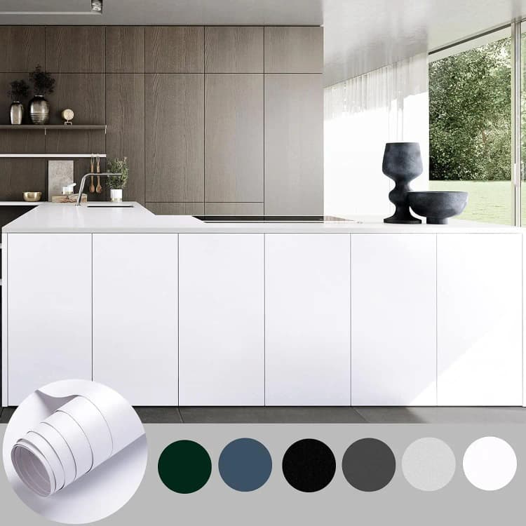COWINLIFE Solid White Wall Sticker Moisture-Proof Cabinet Wallpaper Waterproof Room Stickers Removable Self Adhesive Wallpaper Rolls detail 2
