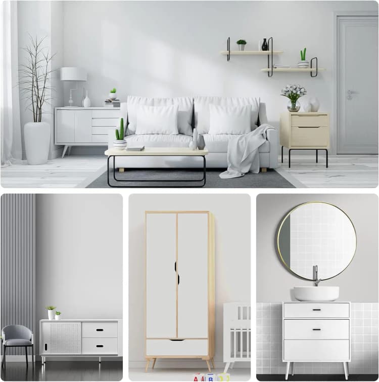 COWINLIFE Solid White Wall Sticker Moisture-Proof Cabinet Wallpaper Waterproof Room Stickers Removable Self Adhesive Wallpaper Rolls detail 3
