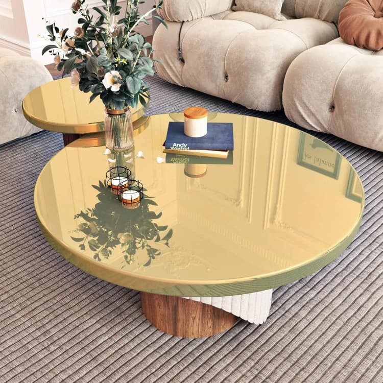COWINLIFE Mirror Gold Metallic Self-Adhesive Vinyl Wrap Roll Cabinet Wallpaper Waterproof Decorative Film for Kitchen Backsplash detail 4