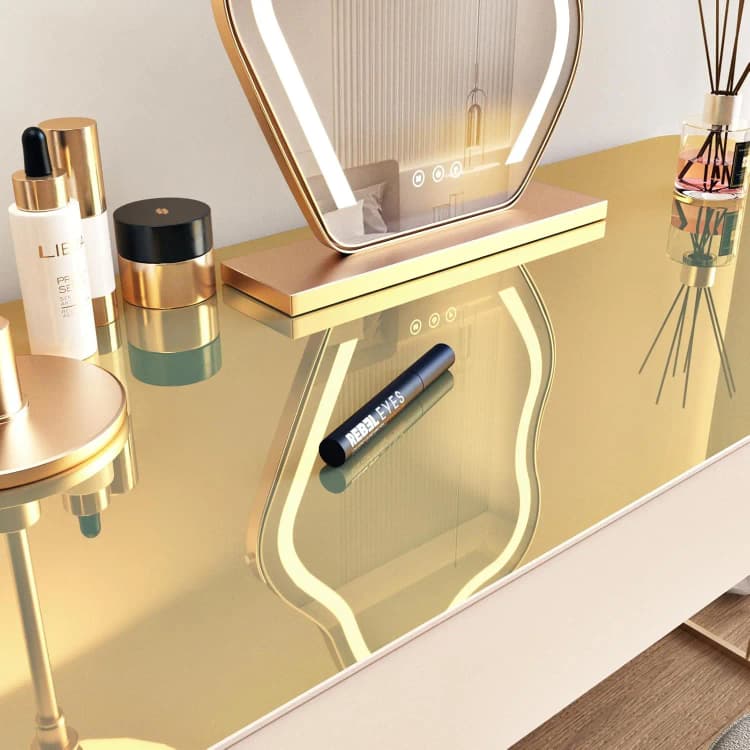 COWINLIFE Mirror Gold Metallic Self-Adhesive Vinyl Wrap Roll Cabinet Wallpaper Waterproof Decorative Film for Kitchen Backsplash detail 5