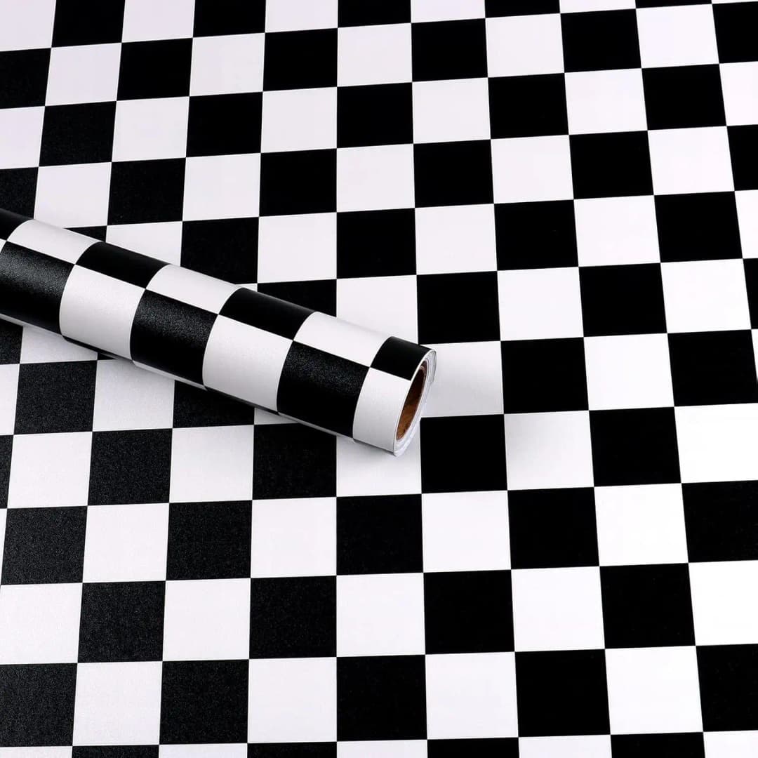COWINLIFE 3d Black Checker Self Adhesive Wallpaper Rolls Furniture Renovation Pvc Peel & Stick Flooring Bathroom Wallpaper Waterproof