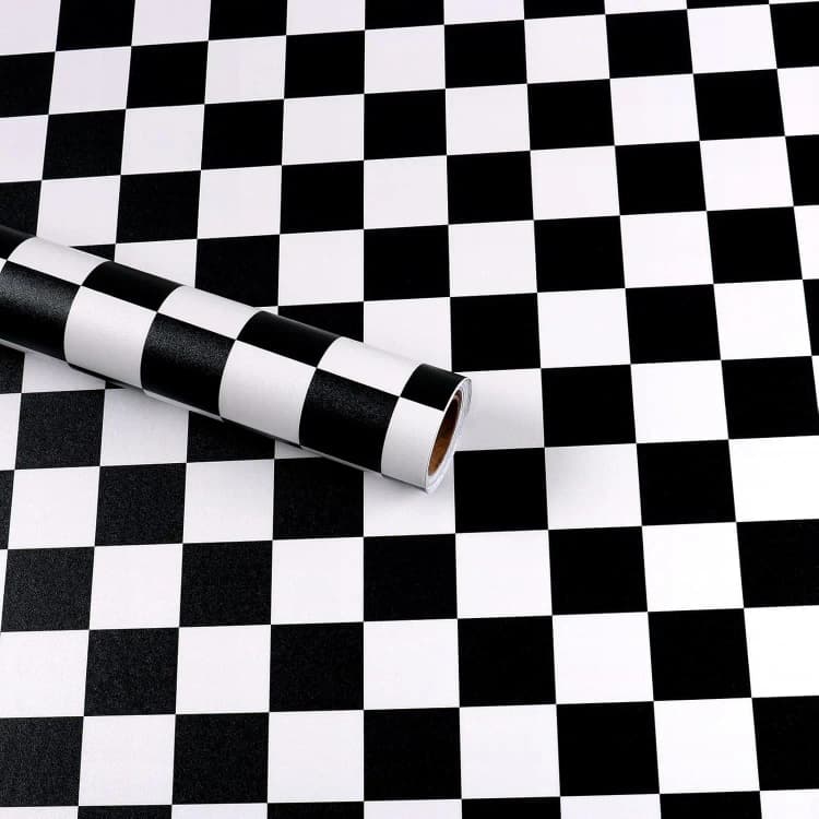 COWINLIFE 3d Black Checker Self Adhesive Wallpaper Rolls Furniture Renovation Pvc Peel & Stick Flooring Bathroom Wallpaper Waterproof detail 1