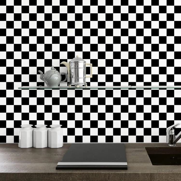 COWINLIFE 3d Black Checker Self Adhesive Wallpaper Rolls Furniture Renovation Pvc Peel & Stick Flooring Bathroom Wallpaper Waterproof detail 6