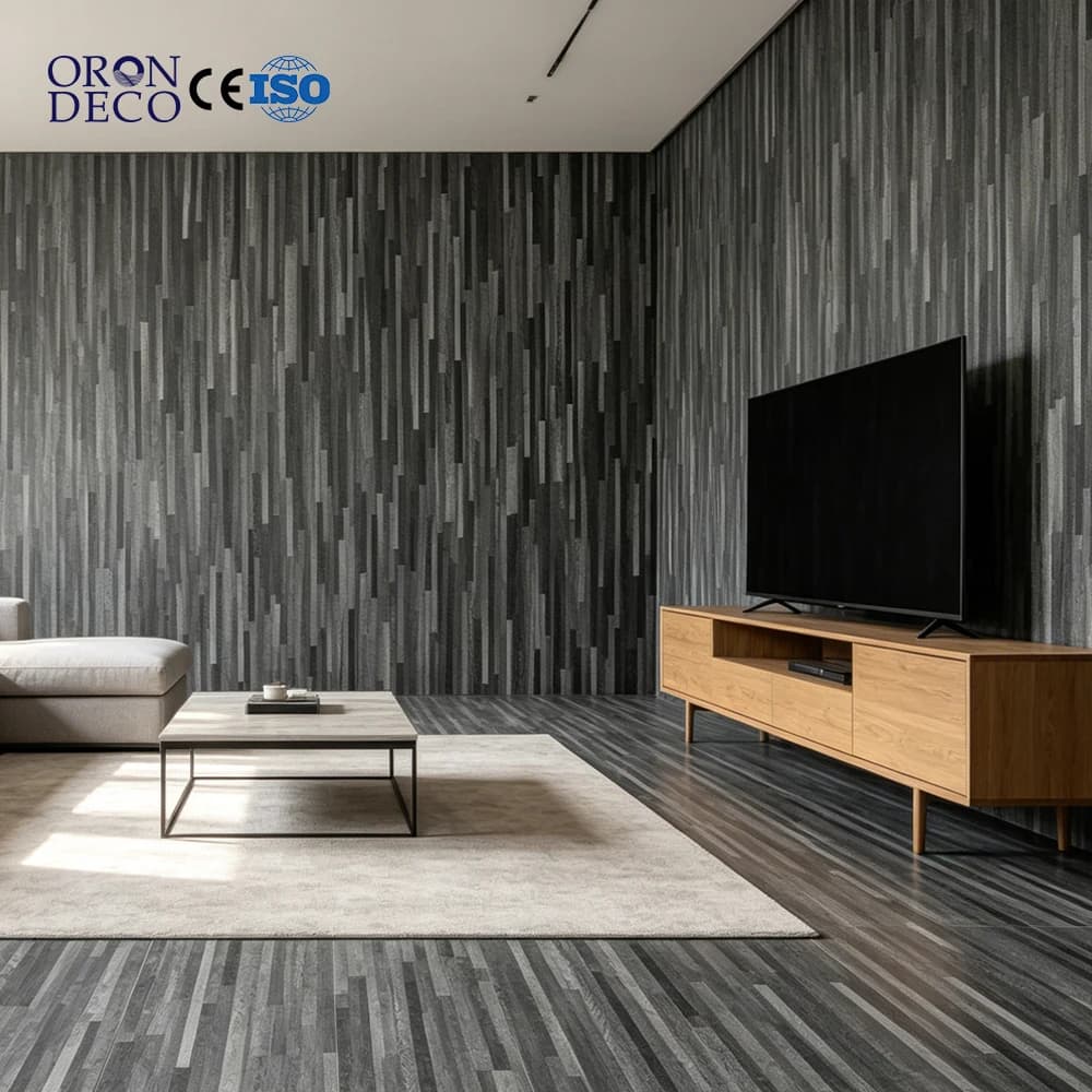 COWINLIFE Gray Wood Grain Peel Stick Wallpapers Vinyl Wrap Strips Wood Wallpaper Waterproof for Living Room Furniture Cabinet Doors