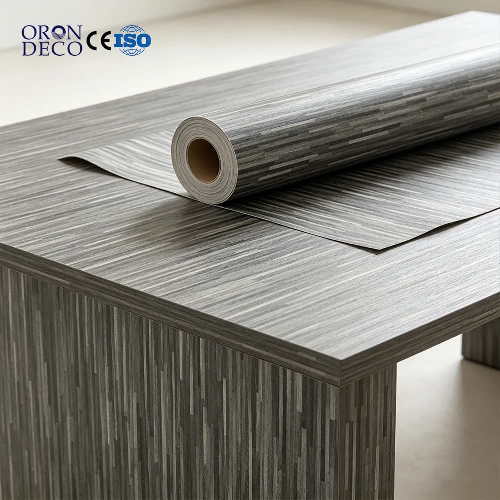 COWINLIFE Long Strips Wood Wallpaper Waterproof Wood Vinyl Wall Sticker Self Adhesive Wallpaper Roll for Furniture Table Countertop