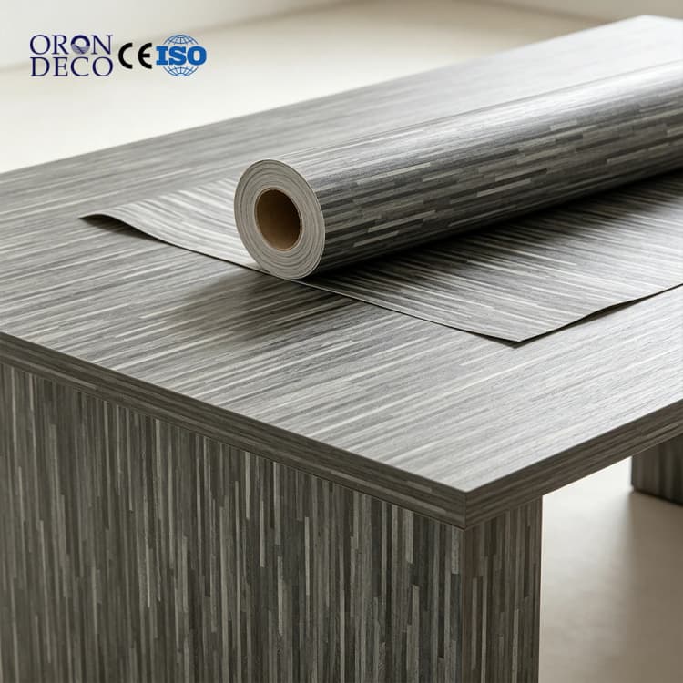 COWINLIFE Long Strips Wood Wallpaper Waterproof Wood Vinyl Wall Sticker Self Adhesive Wallpaper Roll for Furniture Table Countertop detail 1