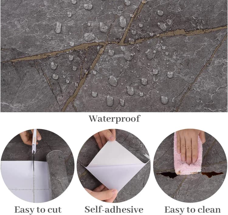 COWINLIFE Marble Sticker Peel Stick 3d Home Wallpaper Marble Coffee Table Decoration Luxury Wallpaper Rolls for Living Room Furniture detail 6