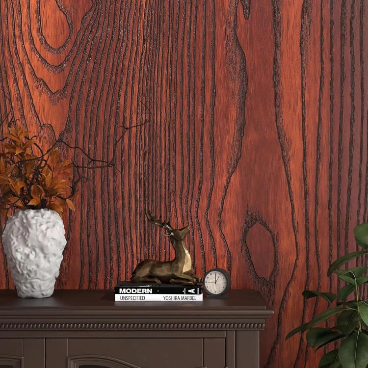 3D Wood Grain Wall Sticker Waterproof PVC Self-Adhesive Wallpaper Roll Luxury Peel&Stick Decorative Film for Cabinet Renovation detail 3