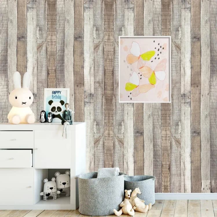 COWINLIFE Retro Peel Stick Wallpapers Rolls Wall Paper Wall Coating 3d Effect Wood Wall Panel Vinyl Wrap for Living Room Furniture detail 3