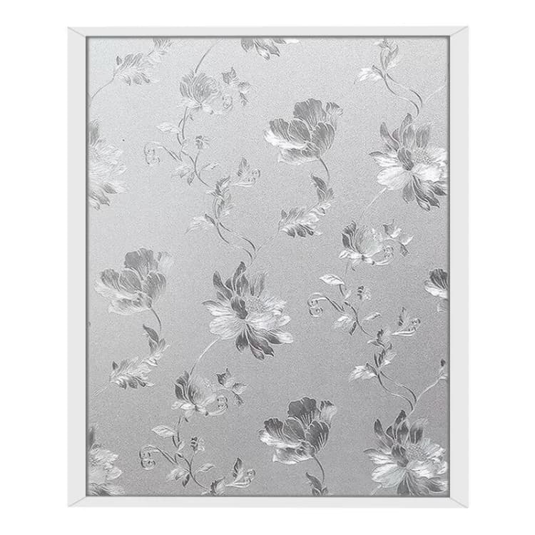 DECO Privacy Stained Hibiscus Flower Window Film 3D Decorative Stained Glass Film Adhesive Removable for Home Office Glass Door detail 2