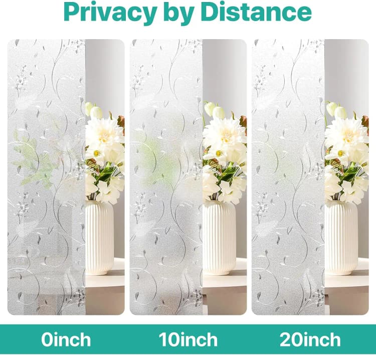DECO Privacy Stained Hibiscus Flower Window Film 3D Decorative Stained Glass Film Adhesive Removable for Home Office Glass Door detail 4