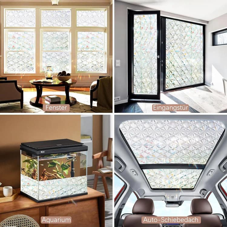 DECO Privacy Stained Hibiscus Flower Window Film 3D Decorative Stained Glass Film Adhesive Removable for Home Office Glass Door detail 5