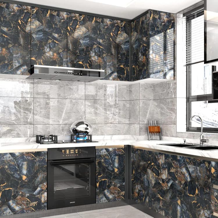 COWINLIFE 3d Texture Vinyl Marble Wallpaper Rolls for Wall Self Adhesive Wall Tiles Waterproof Bathroom Kitchen Cabinet Wall Stickers detail 5