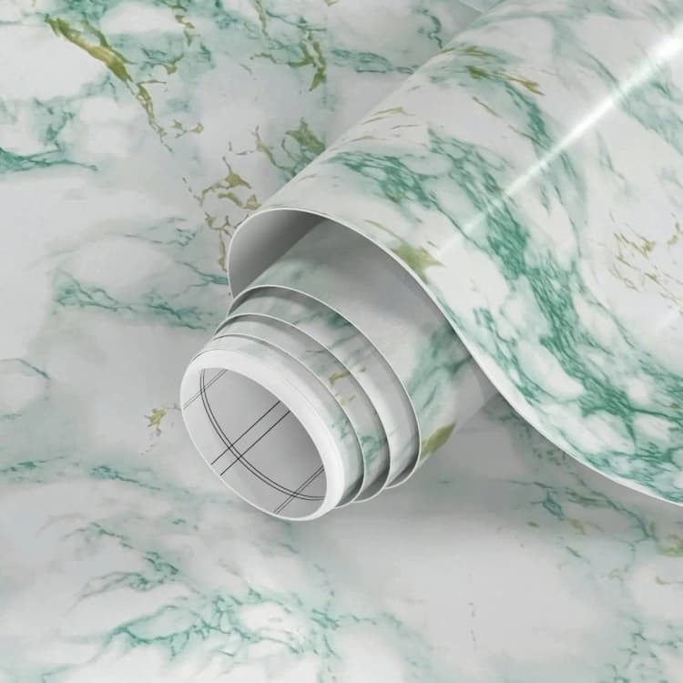 COWINLIFE DECO Glossy Green Peel and Stick Waterproof Marble Sticker for Kitchen Countertops Home Decor Self Adhesive Wallpaper Rolls detail 6