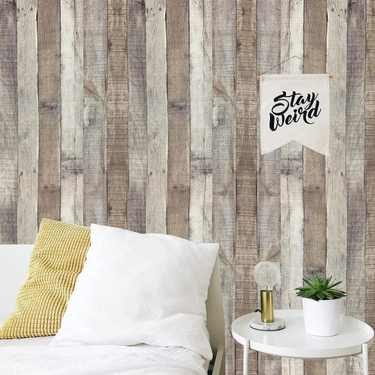 COWINLIFE PVC Grey Wood Wallpaper Peel and Stick Wallpaper Rolls Vinyl Wrap Wall Decor for Cabinets Kitchen Living Room Furniture detail 2