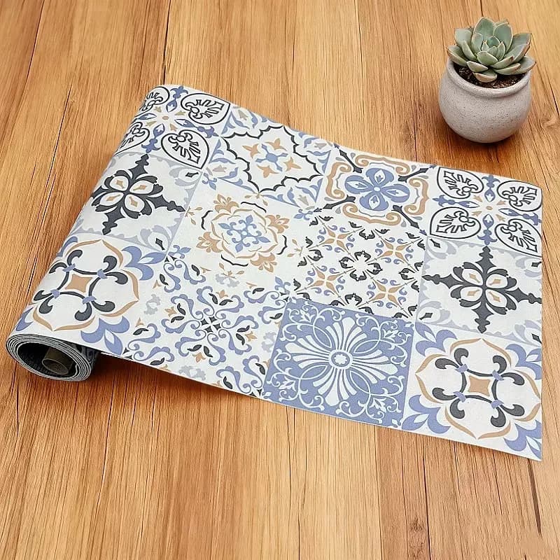 COWINLIFE 3d Floral Pattern Wall Stickers Waterproof Vinyl Flooring Self Adhesive Wallpaper Roll for Living Room Furniture Home Decor