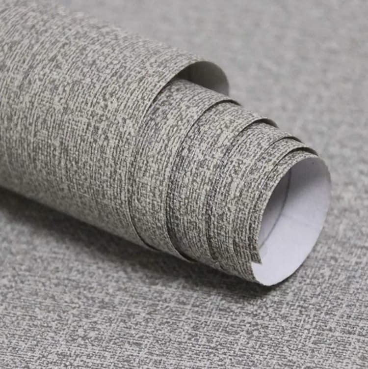 COWINLIFE DECO Gray Geometric Waterproof Self Adhesive Linen Textured Removable Wallpaper for Bedroom & Living Room detail 1