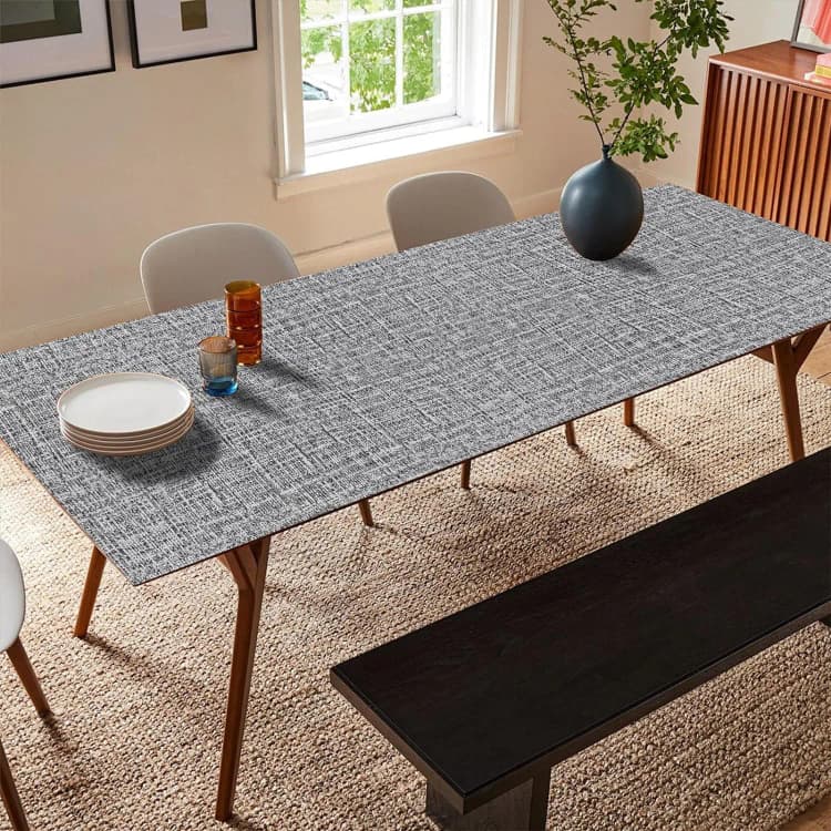 COWINLIFE DECO Gray Geometric Waterproof Self Adhesive Linen Textured Removable Wallpaper for Bedroom & Living Room detail 4