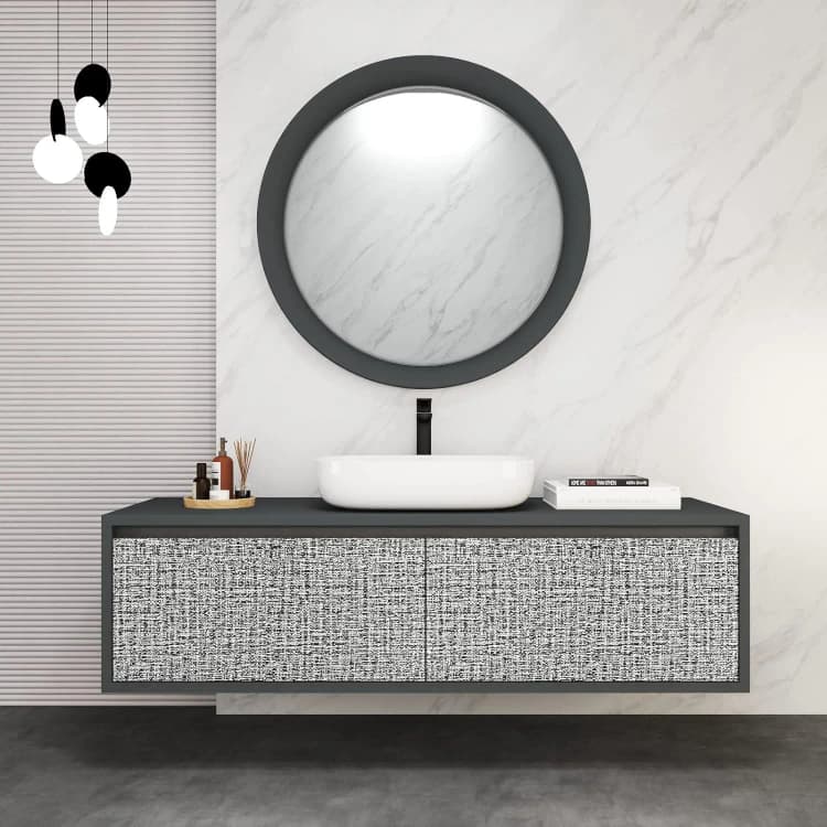 COWINLIFE DECO Gray Geometric Waterproof Self Adhesive Linen Textured Removable Wallpaper for Bedroom & Living Room detail 5