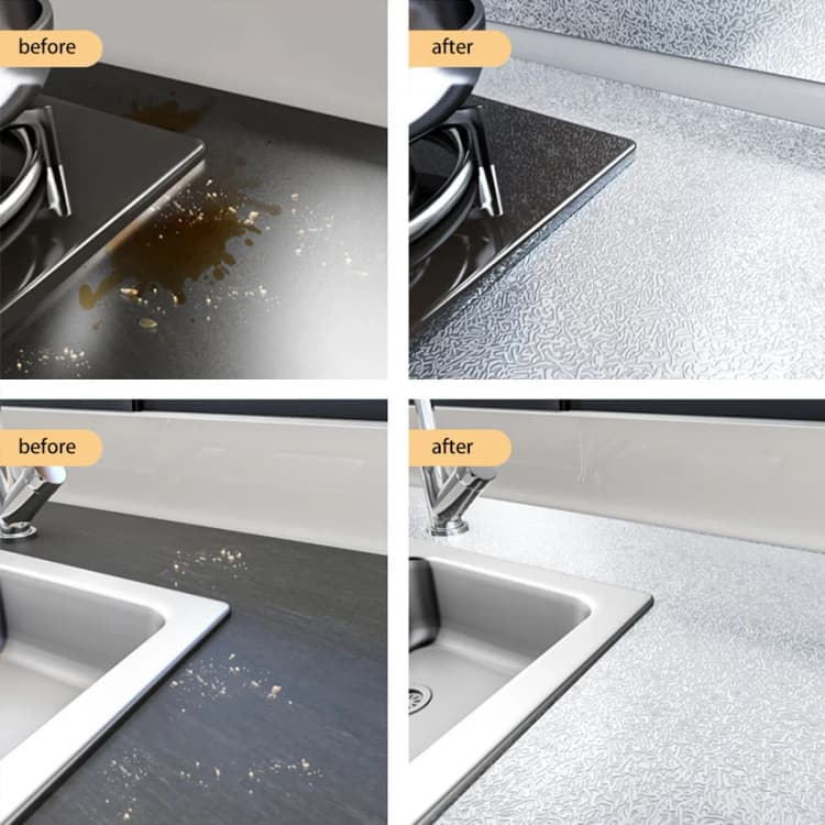 3D Metal Silver Greaseproof Waterproof Easy to Clean Modern Self Adhesive Film Peel Wallpaper for Kitchen and BBQ Grill detail 4