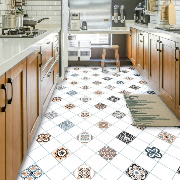 Wholesale Waterproof 3D Self Adhesive Vinyl Flooring PVC Roll with 0.08-0.25mm Thickness for Bathroom Floor detail 3