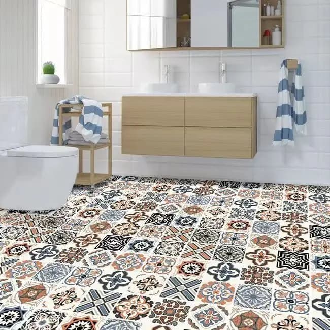 Wholesale Waterproof 3D Self Adhesive Vinyl Flooring PVC Roll with 0.08-0.25mm Thickness for Bathroom Floor detail 4