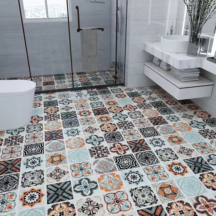 Wholesale Waterproof 3D Self Adhesive Vinyl Flooring PVC Roll with 0.08-0.25mm Thickness for Bathroom Floor detail 6