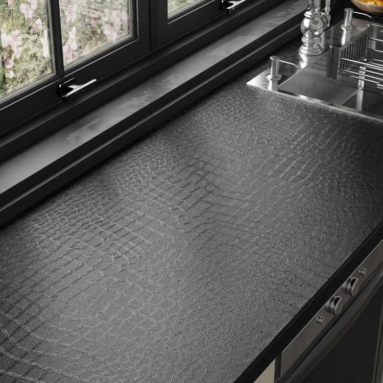 COWINLIFE Black Crocodile Textured Wallpaper Faux Leather Self Adhesive Wallpaper Waterproof Wall Covering for Living Room Furniture detail 2