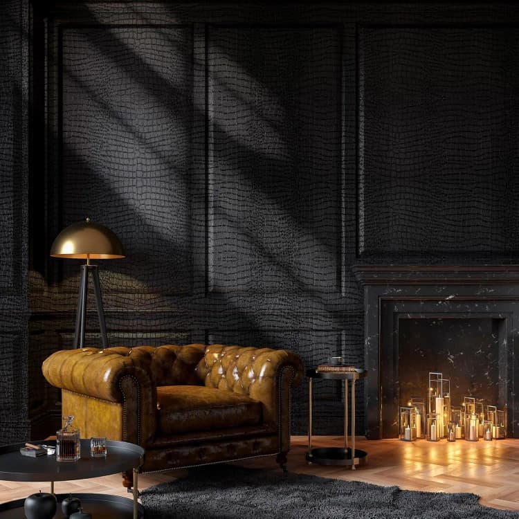 COWINLIFE Black Crocodile Textured Wallpaper Faux Leather Self Adhesive Wallpaper Waterproof Wall Covering for Living Room Furniture detail 3