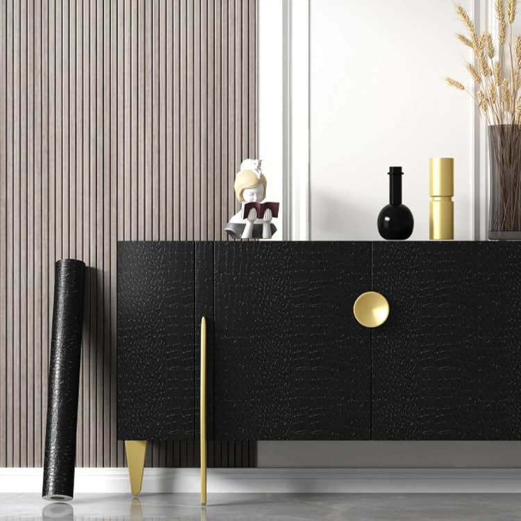 COWINLIFE Black Crocodile Textured Wallpaper Faux Leather Self Adhesive Wallpaper Waterproof Wall Covering for Living Room Furniture detail 4