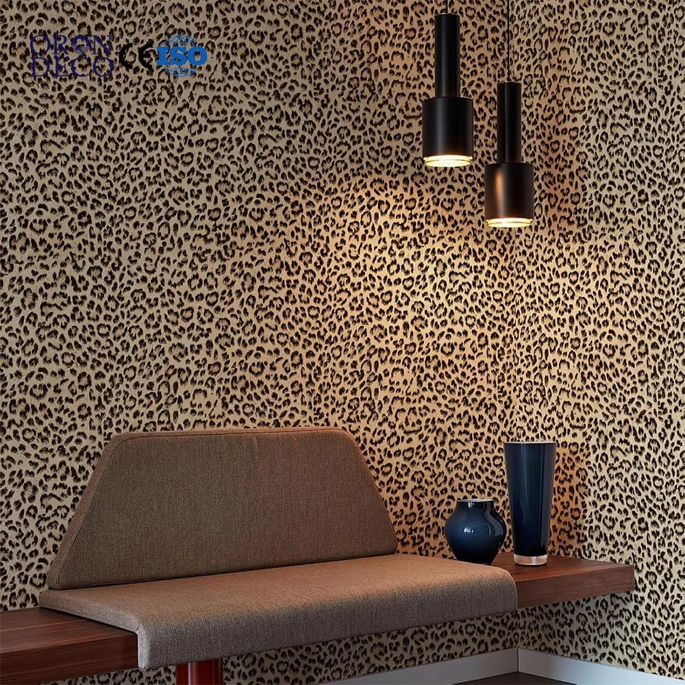 COWINLIFE DECO Self Adhesive Wallpaper Roll 3D Brown Black Leopard Pattern Removable Peel and Stick Contact Paper for Home Decoration