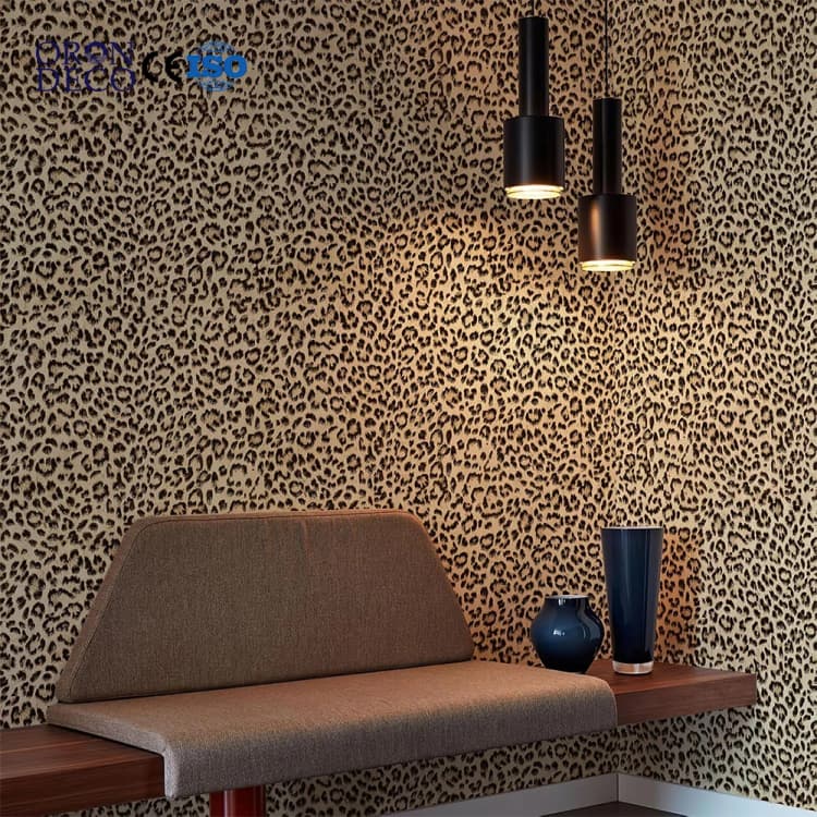 COWINLIFE DECO Self Adhesive Wallpaper Roll 3D Brown Black Leopard Pattern Removable Peel and Stick Contact Paper for Home Decoration detail 1