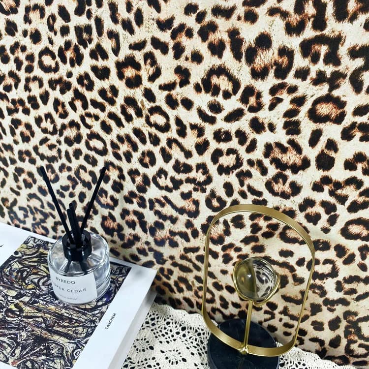 COWINLIFE DECO Self Adhesive Wallpaper Roll 3D Brown Black Leopard Pattern Removable Peel and Stick Contact Paper for Home Decoration detail 4