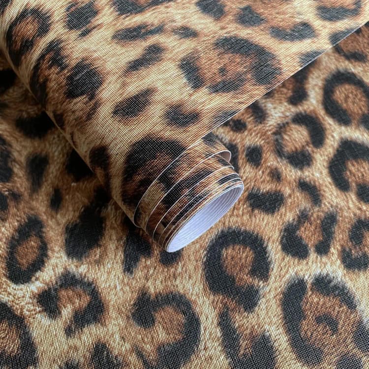 COWINLIFE DECO Self Adhesive Wallpaper Roll 3D Brown Black Leopard Pattern Removable Peel and Stick Contact Paper for Home Decoration detail 7
