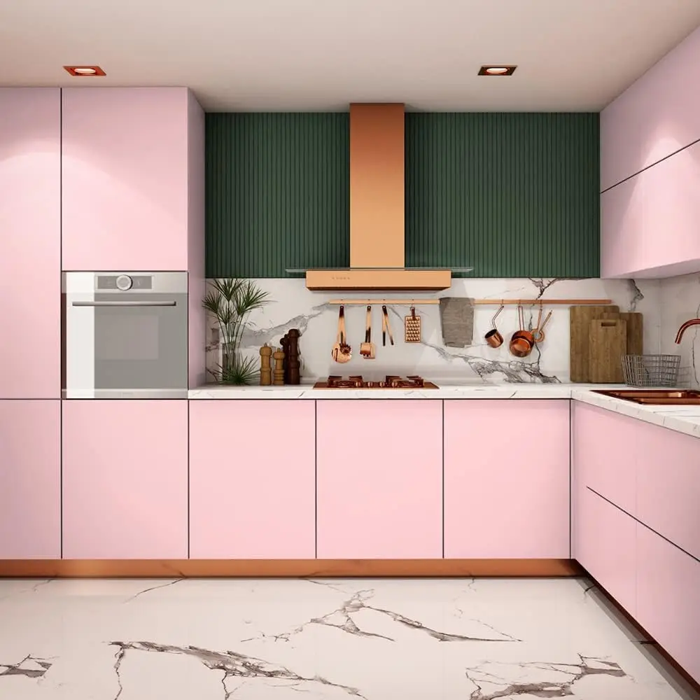 Modern Waterproof Pink Glitter PVC Self-Adhesive Peel and Stick Kitchen Wall and Countertop Vinyl Wallpaper Decor detail 2