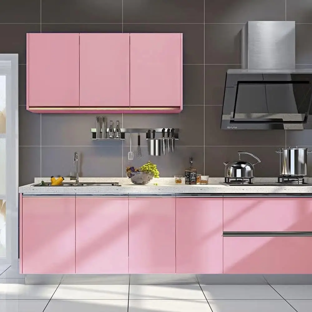 Modern Waterproof Pink Glitter PVC Self-Adhesive Peel and Stick Kitchen Wall and Countertop Vinyl Wallpaper Decor detail 3