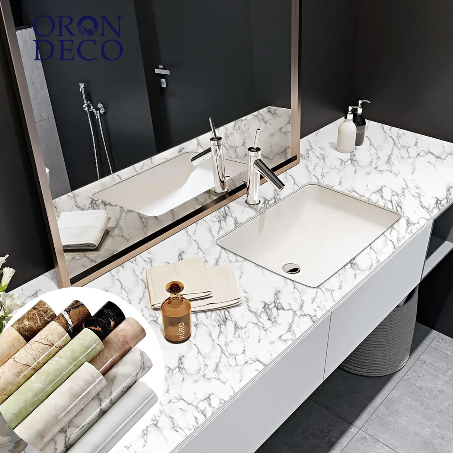 COWINLIFE DECO PVC Material Peel Stick Waterproof Grey Wallpaper Modern Self-Adhesive Marble Sticker Household Administration Use