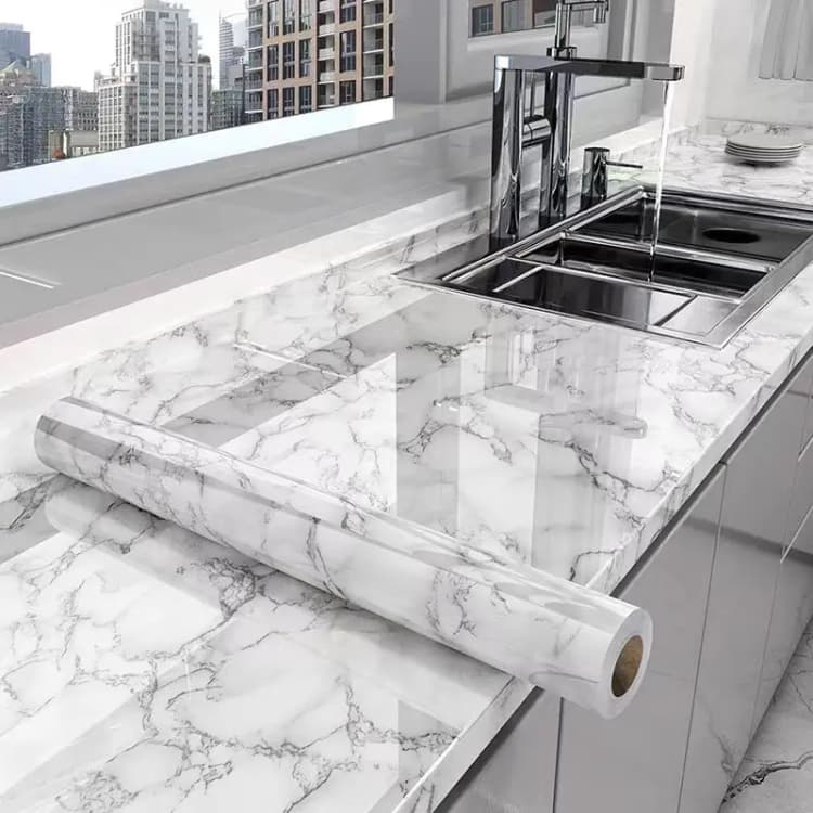 COWINLIFE DECO PVC Material Peel Stick Waterproof Grey Wallpaper Modern Self-Adhesive Marble Sticker Household Administration Use detail 2
