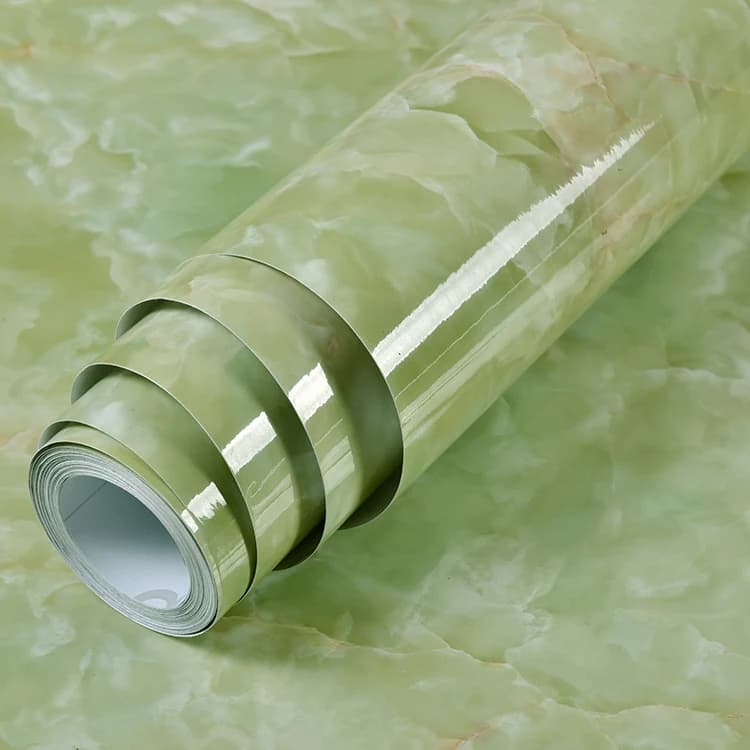 Green Modern Geometric Waterproof Self-Adhesive Marble & Granite Design Removable Peel Stick PVC Kitchen Counter Wallpaper