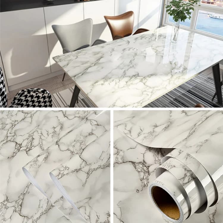 Green Modern Geometric Waterproof Self-Adhesive Marble & Granite Design Removable Peel Stick PVC Kitchen Counter Wallpaper detail 4