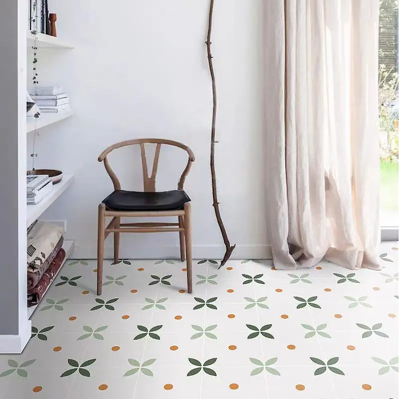 COWINLIFE DECO Custom Floral Pattern Peel Stick Self-Adhesive Vinyl Floor Sticker Wallpaper Modern PVC Indoor Bathroom Waterproof detail 2