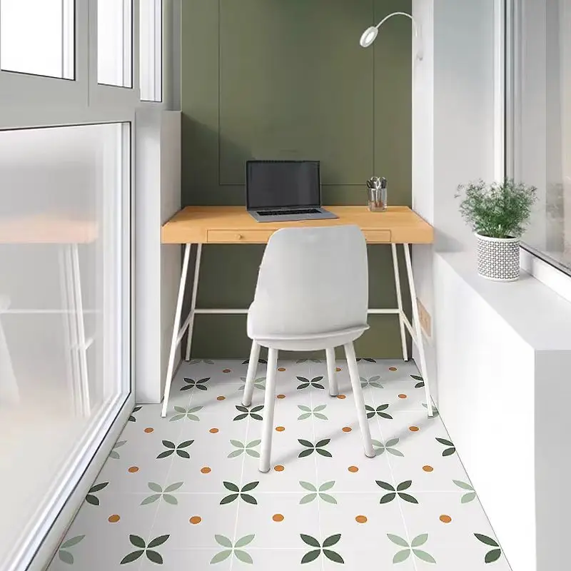 COWINLIFE DECO Custom Floral Pattern Peel Stick Self-Adhesive Vinyl Floor Sticker Wallpaper Modern PVC Indoor Bathroom Waterproof detail 3